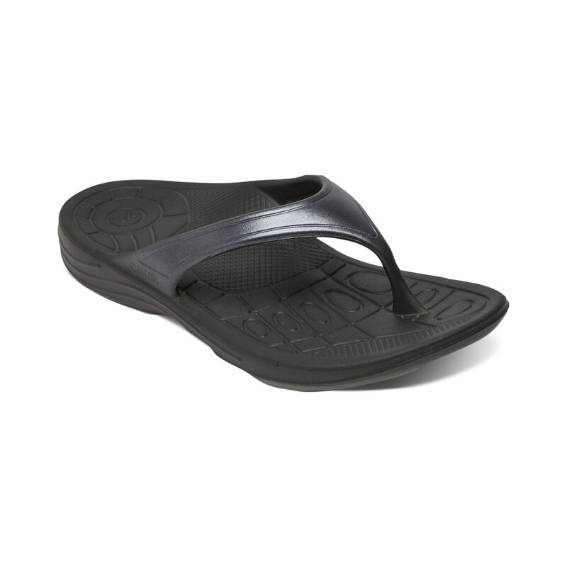 Aetrex Womens Fiji Orthotic Flips Flip Flops Black - GJ6ZVXWse